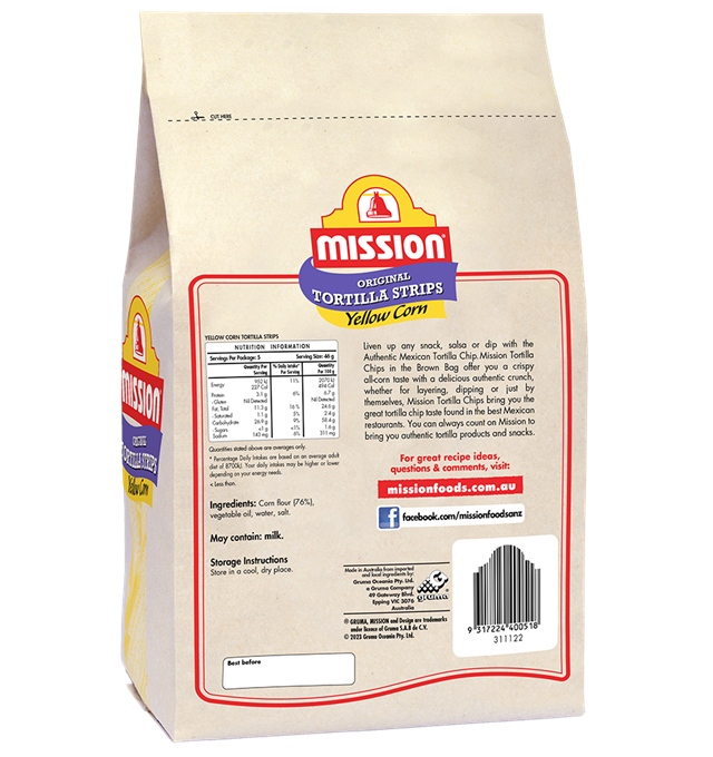 Mission Yellow Corn Tortilla Strips Render Logo Back