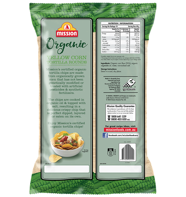 Mission Organic Tortilla Rounds Render Logo Back