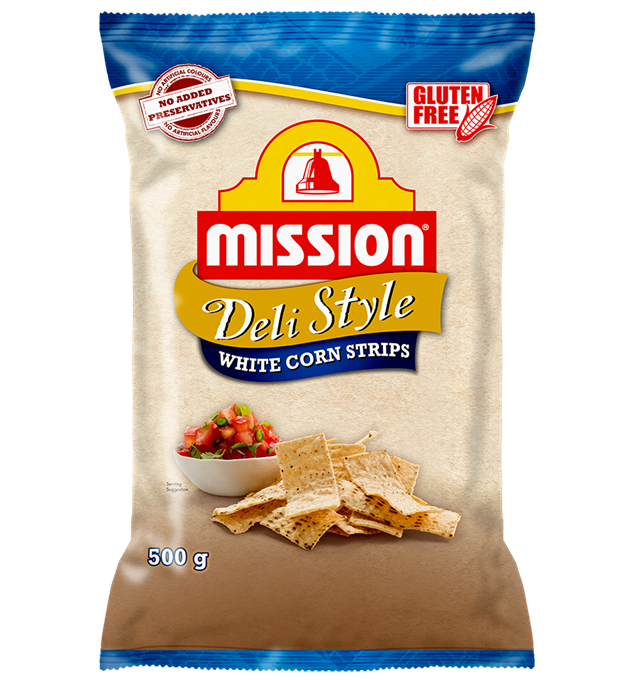 Mission Deli Style White Corn Tortilla Strips Render Logo