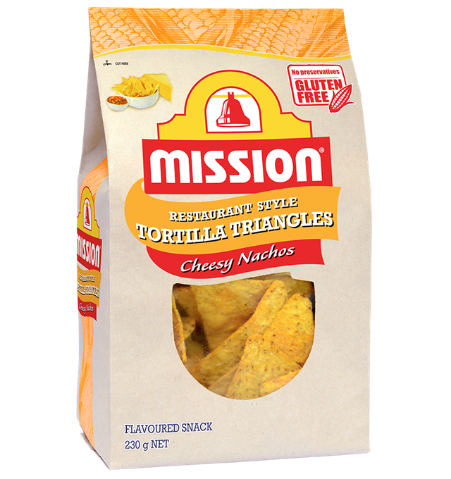 Mission Cheesy Nachos Tortilla Triangles Render Logo
