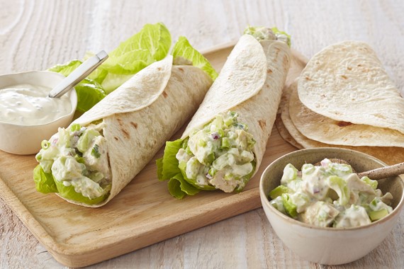 Loaded Chicken & Avocado Low Carb Wraps with Chia Yoghurt dressing 