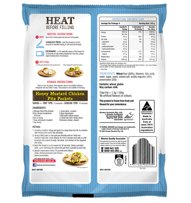 Mission Pita Pocket Plain Render Logo Back