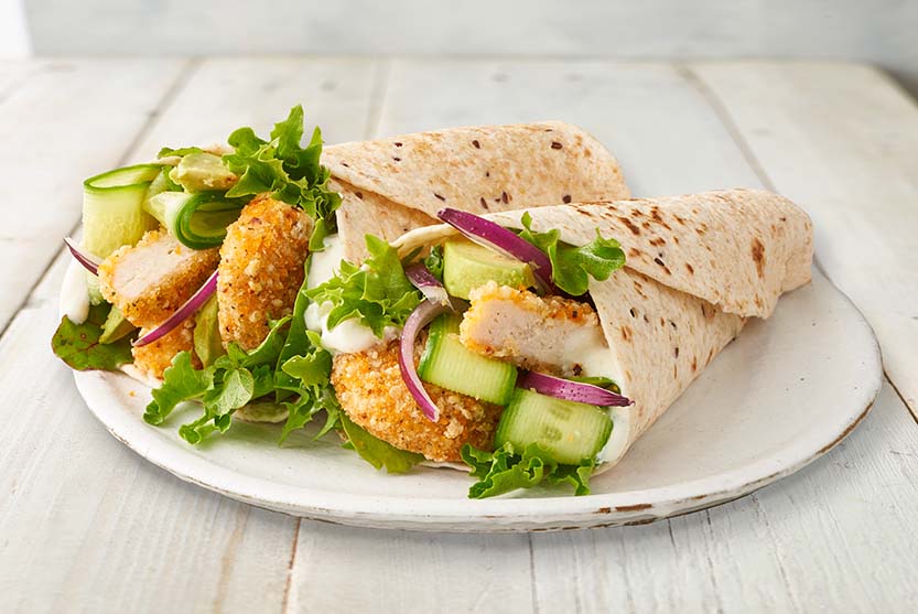 Sweet Chilli Chicken Tenders with Avocado & Tzatziki Wraps