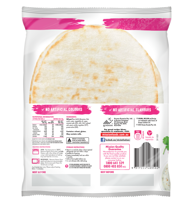 Mission Mini Naan 240G Back