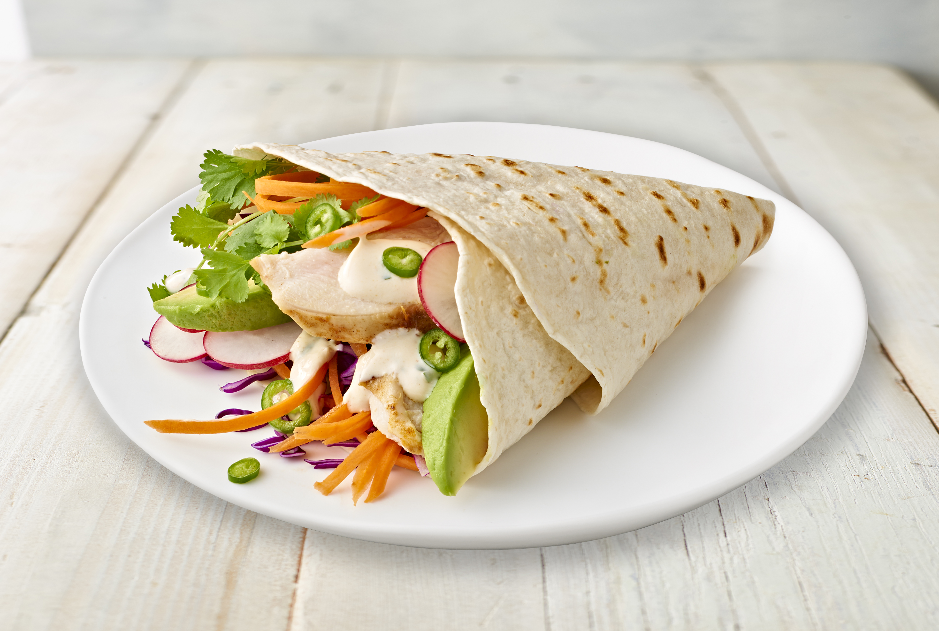 Roasted Peri Peri Chicken with Avocado & Slaw Wraps