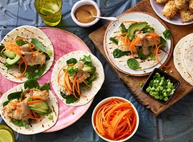 Crispy Coconut Chicken Tacos with Katsu Sauce