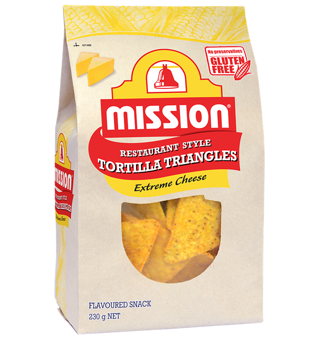 Mission Extreme Cheese Tortilla Triangles Render Logo