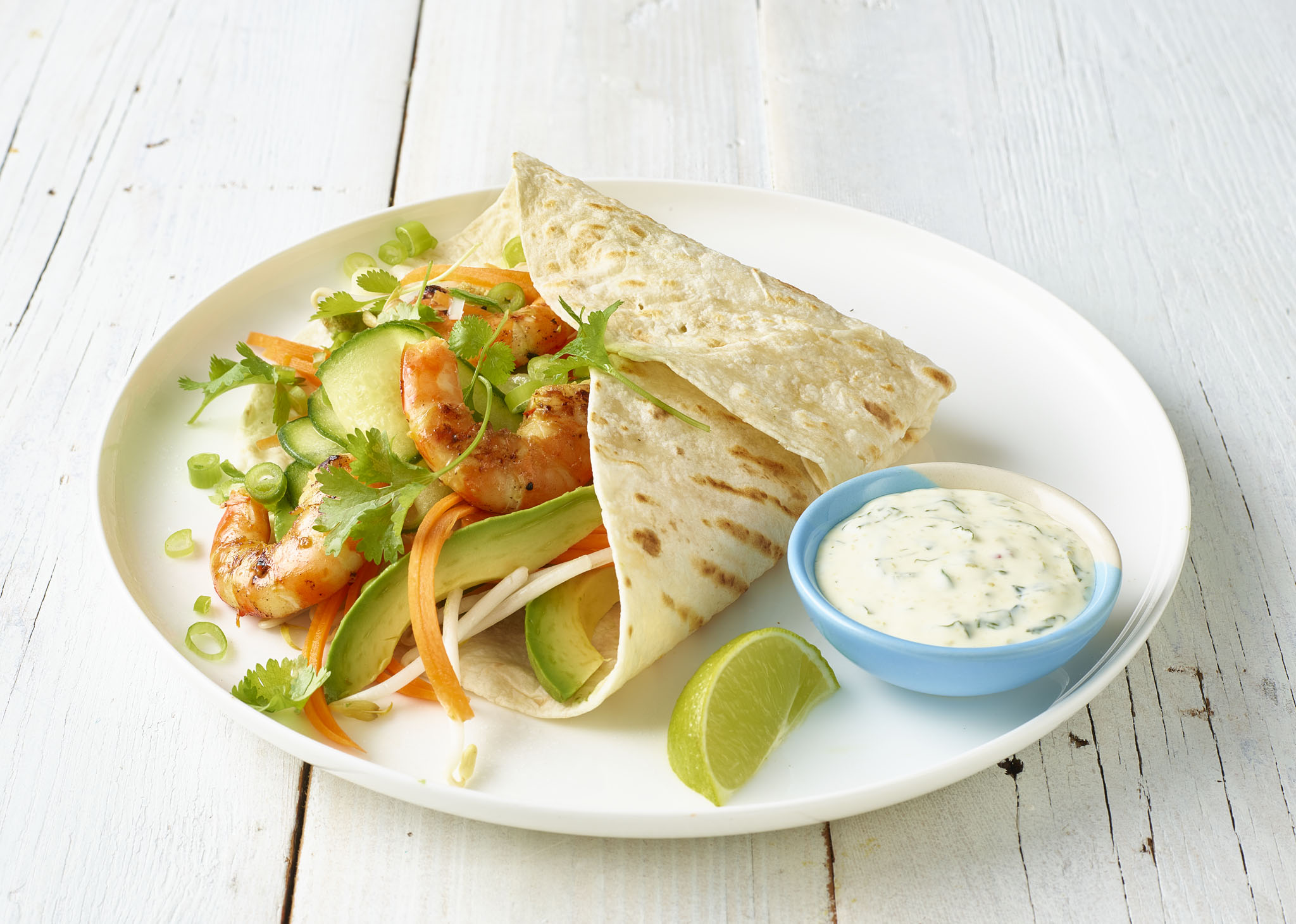 BBQ Chilli Lime Prawn Salad Wraps