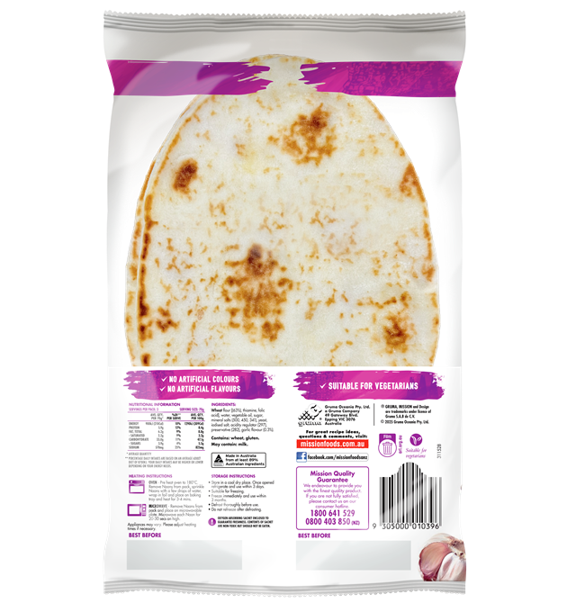 Mission Garlic Naan 210G Back
