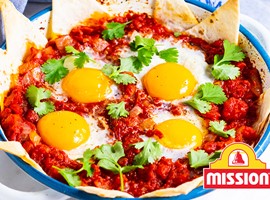 Shakshuka with Roasted Garlic Wraps